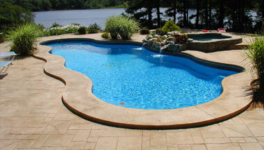 stamped concrete pool deck